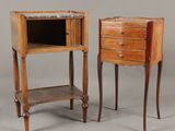 pair of french bedside tables with marble top