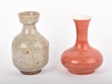 deux vases posés l'un à côté de l'autre sur une surface blanche
