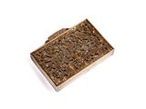 an image of a gold cigarette case on a white background