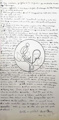 a handwritten letter on a piece of paper with a drawing on it