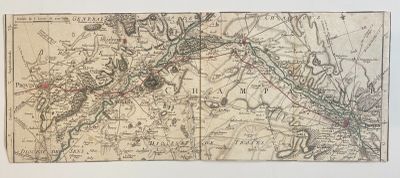an old map of the city of new york, with a red dot on it
