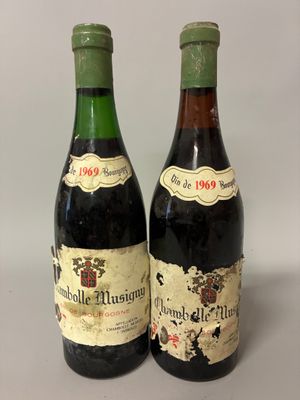 two bottles of wine sitting next to each other on a table