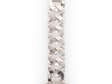 a close up of a metal watch strap on a white surface