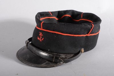 an image of a black hat with a red line around the brim