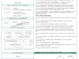 a green and white document with a picture of a person on it