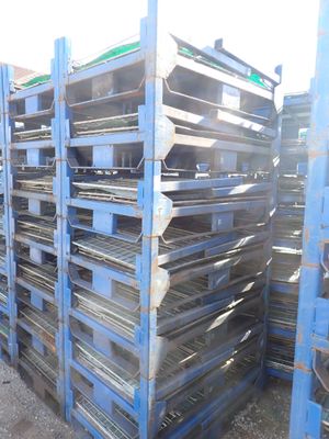 a lot of metal racks that are stacked together