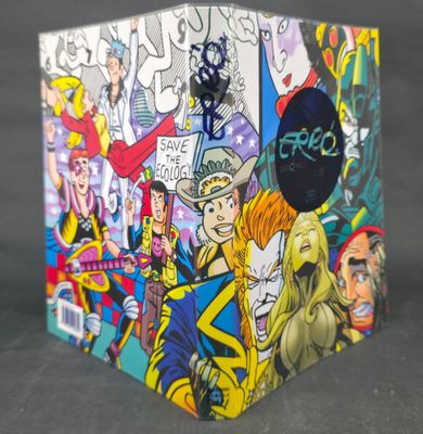 a close up of a comic book with a bunch of comics on it