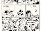 a black and white comic strip with a cartoon of a man and a dog