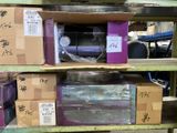 many boxes on the shelf in the warehouse