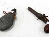 two objects that are sitting on a white surface