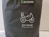 a black bag with a picture of a motorcycle on it