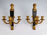 paire de candélabres anciens en laiton et marbre noir