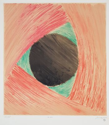 an image of a drawing of a black hole in a pink and green piece of paper