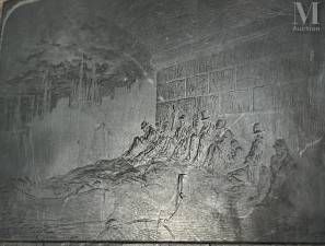 une vieille photo représentant un dessin d'un groupe de personnes