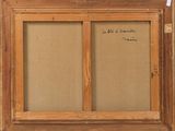 an image of a painting of a wooden frame with writing on it