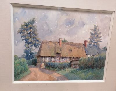 DOREL "La longère", aquarelle sur papier signée en bas à dro…