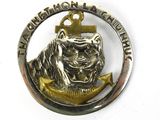 an image of a silver and gold medal with a lion on it