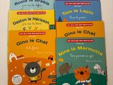 quatre livres pour enfants mettant en scène des personnages français et anglais