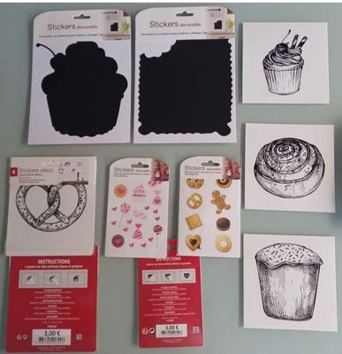 many different types of stickers on the table