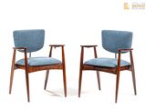 paire de chaises du milieu du siècle, avec un revêtement bleu, revêtement bleu, revêtement bleu, revêtement bleu, revêtement bleu, revêtement bleu, revêtement bleu