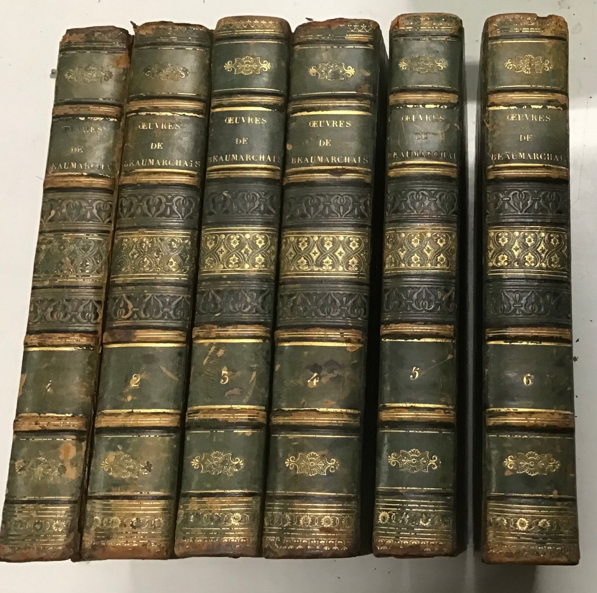 Œuvres complètes de Beaumarchais Chez Etienne Ledoux 1821 6 volumes Bel état