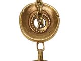 an image of a gold necklace with an image of an angel on it