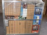 a cart that has some boxes on it in a warehouse