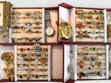a display case with many different types of jewelry in it