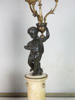 PAIRE DE CANDELABRES en marbre blanc et bronze à double pati… (photo 2)