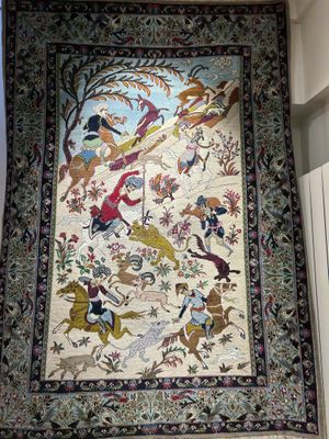 Tapis Iran Isphahan laine et soie fond blanc 160 x 110