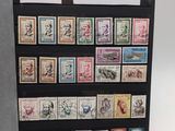a display case with a lot of stamps on it