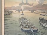 a picture of a painting of a boat on the water