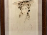 Portrait d'une femme portant un chapeau de paille, par [auteur]