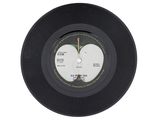 an image of a black vinyl record on a white background