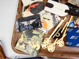 a wooden tray with many different items on it