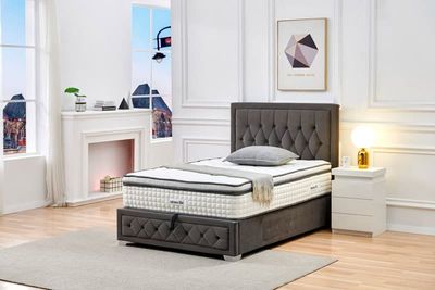 76 / Lit Coffre 140 x 190 Ottoman Cubana Velours gris …