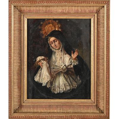 une peinture représentant une femme tenant un oiseau dans sa main