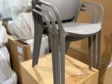 a stack of chairs sitting on top of boxes in a warehouse