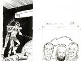 some sketches of a man standing in a room next to another man