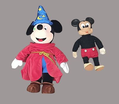 CLODREY Mickey articulé ( 45 cm) (usures) et une grande pelu…