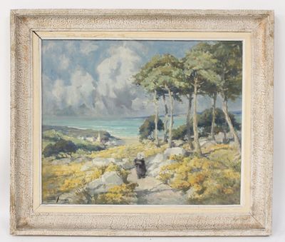 Emile Joseph Jules SIMON (1890-1976) Lande fleurie en Bretag…