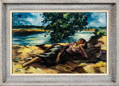 Franz MASEREEL (1889-1972) : Repos d'une femme au bord de la… - Photo 1