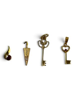 four different types of keys are shown in a row on a white surface