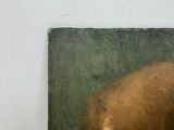 a painting of a brown bear in front of a white wall