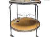 an image of a metal and wood serving cart