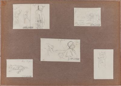 dessins représentant un homme et une femme dans différentes poses, sur papier