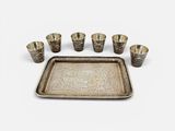 a set of six silver plated bowls and a tray