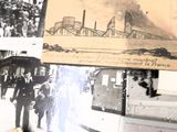 de nombreuses vieilles photos de personnes et de bâtiments accrochées au mur