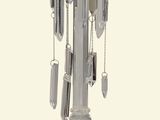 a glass candle holder with a bunch of keys hanging from it