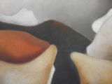 a painting of a black tie and a white shirt